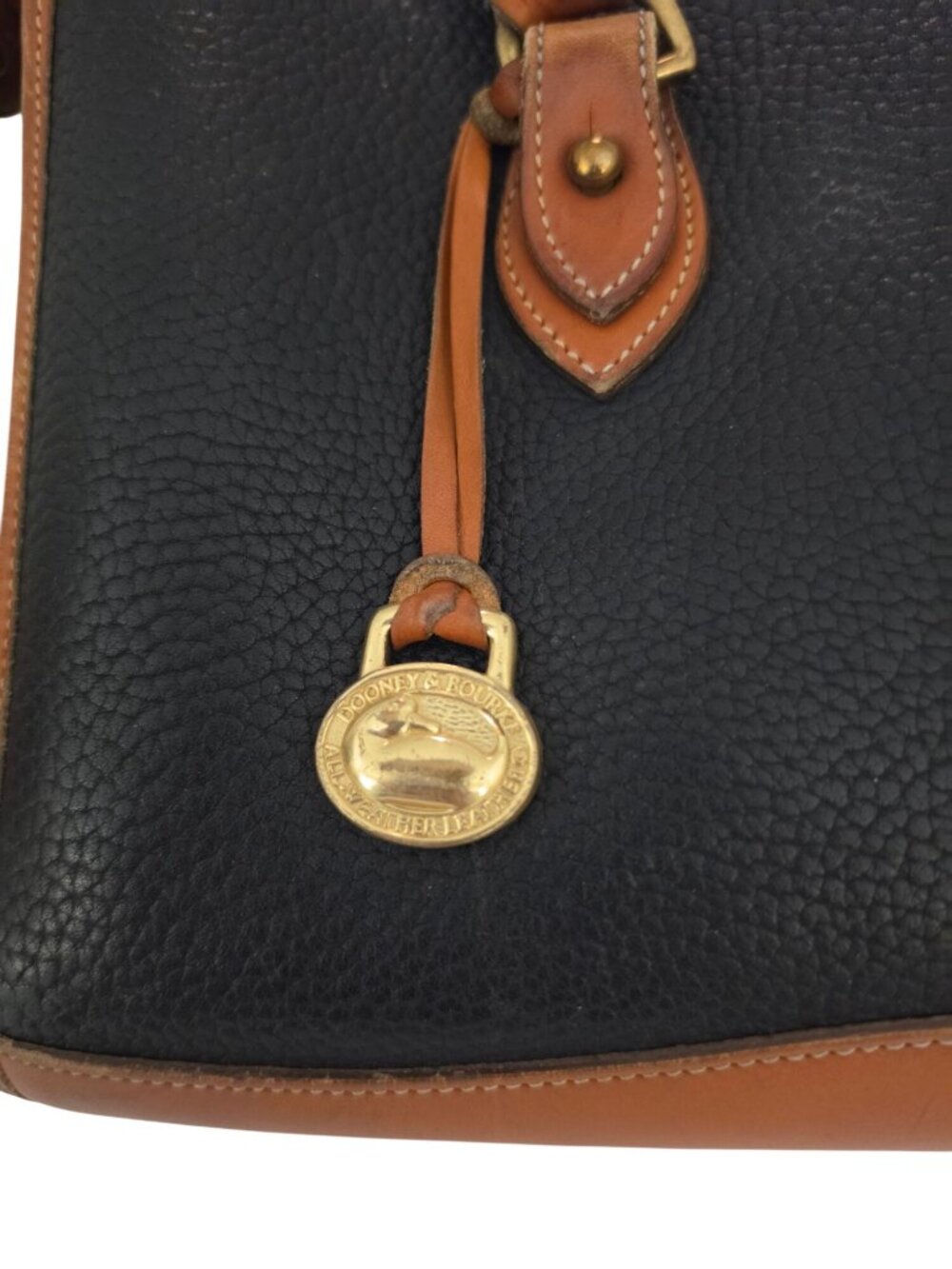 Vintage Dooney & Bourke AWL Satchel Black Tan Leather USA Made – No Strap - Picture 4 of 12